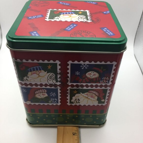Santa's Workbench Square Canister Holiday Kitchen Decor Cookies Candy Jar 5.25" - Picture 11 of 11